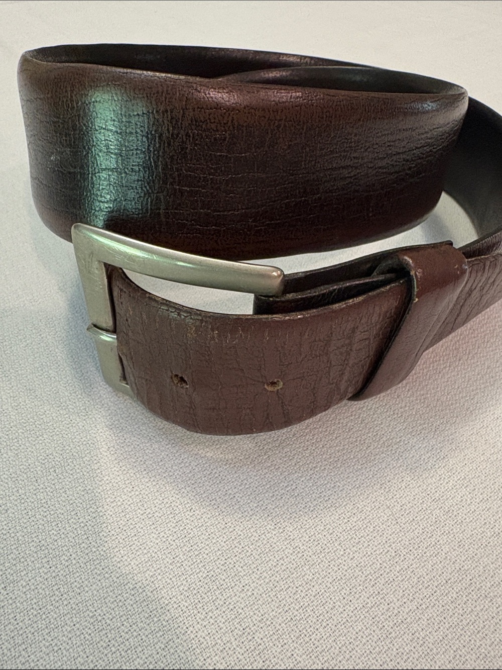 Towncraft Dark Brown Leather Mid Century Vintage Belt with Silver-Tone Buckle 38